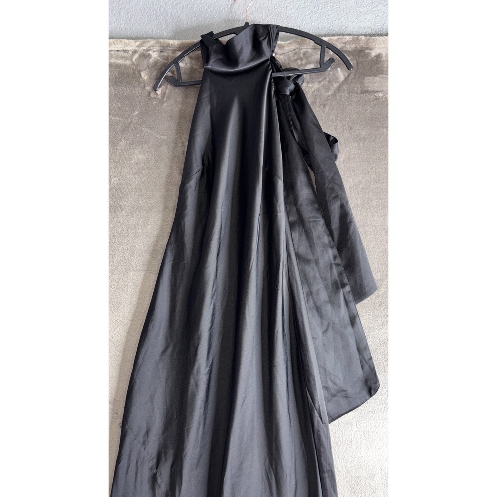 Show Me Your Mumu Lisa Maxi Dress Women Small Black Luxe Satin Self Lined Halter - Picture 5 of 16